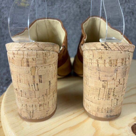 Marc Fisher Mules Womens Size 7 Suede Sandals Open Toe Cork Block Heel Shoes - Picture 4 of 8